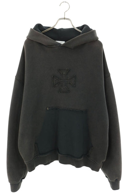 ASKYURSELF CROSS PATCH VINTAGE HOODIE Black Cotton Size L