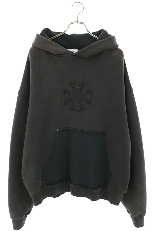 ASKYURSELF CROSS PATCH VINTAGE HOODIE Black Cotton Size L