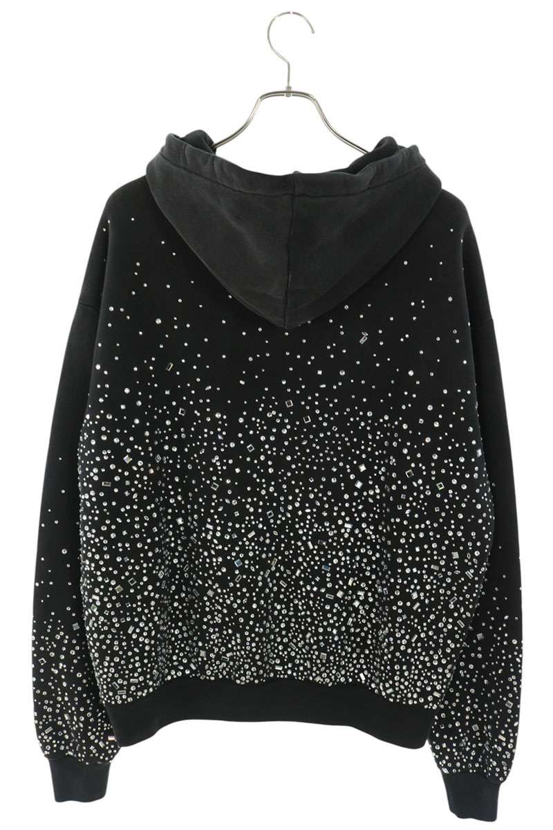SATOSHI NAKAMOTO Rhinestone Logo Cotton Hoodie Black Size M