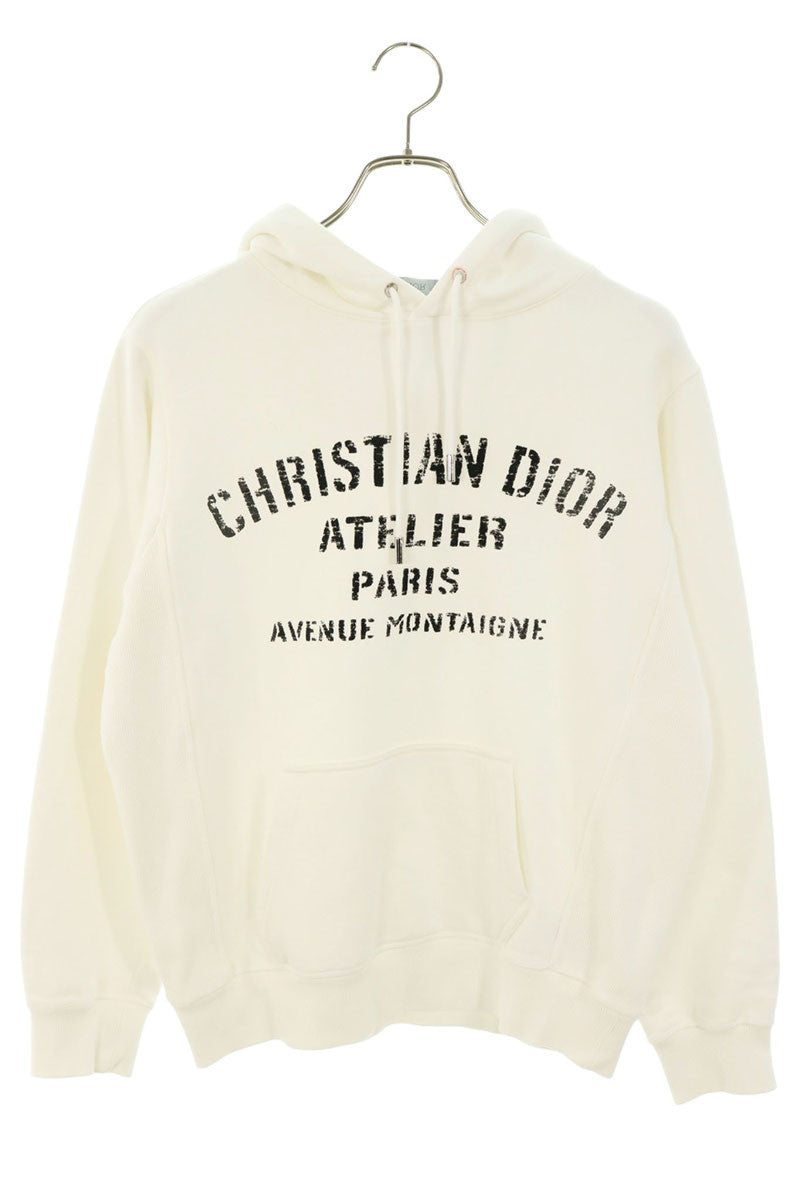 DIOR Cotton Atelier Logo Hoodie White Size XS