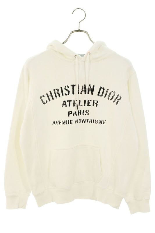 DIOR Cotton Atelier Logo Hoodie White Size XS