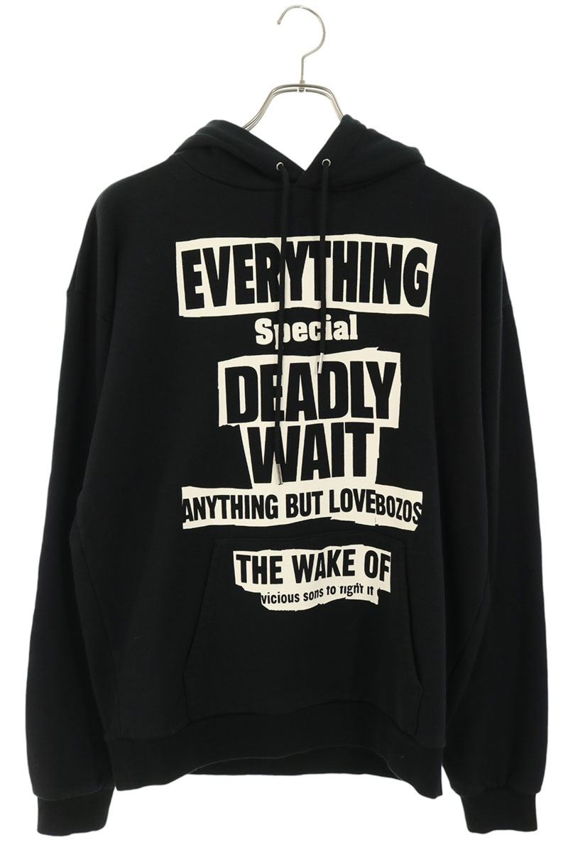 CELINE 38AW Cotton Text Print Hoodie Black Size S