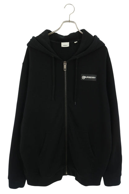 Burberry Logo Print Zip Hoodie Black Size XL