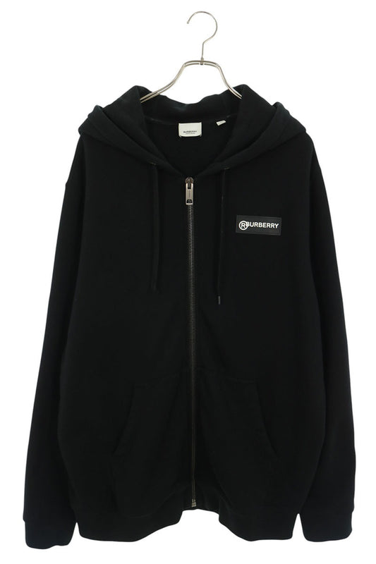 Burberry Logo Print Zip Hoodie Black Size XL