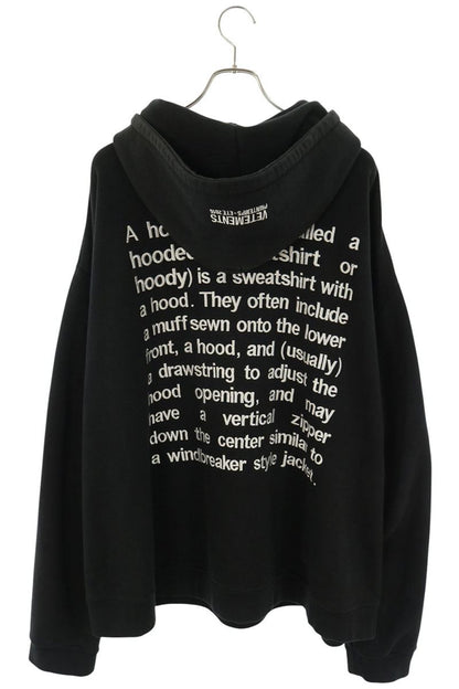 VETEMENTS SS16 Lettering Embroidered Hoodie Black Size S