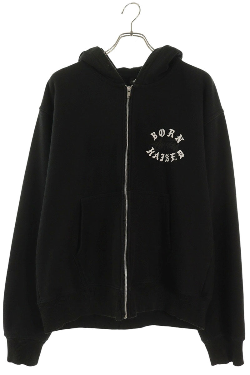 BORN X RAISED Back Logo Zip Hoodie Black Size L
