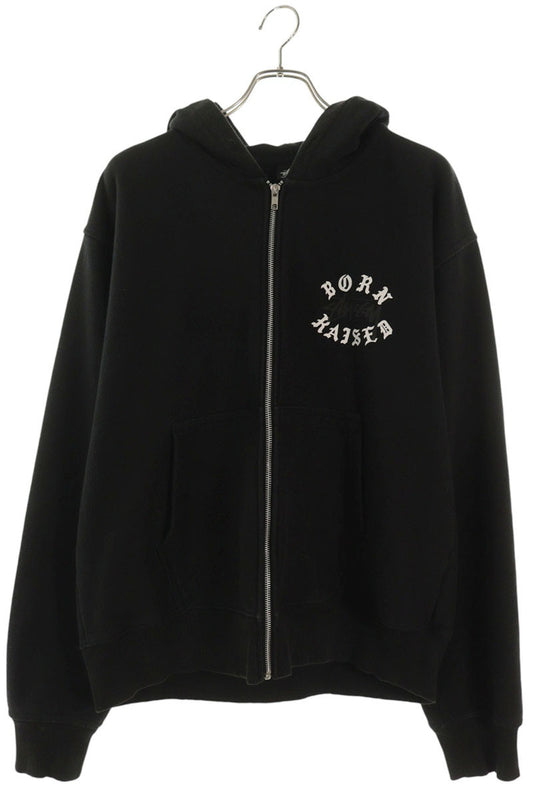 BORN X RAISED Back Logo Zip Hoodie Black Size L