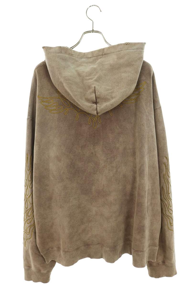 KAMIYA Bleached Zip Hoodie Brown Size L