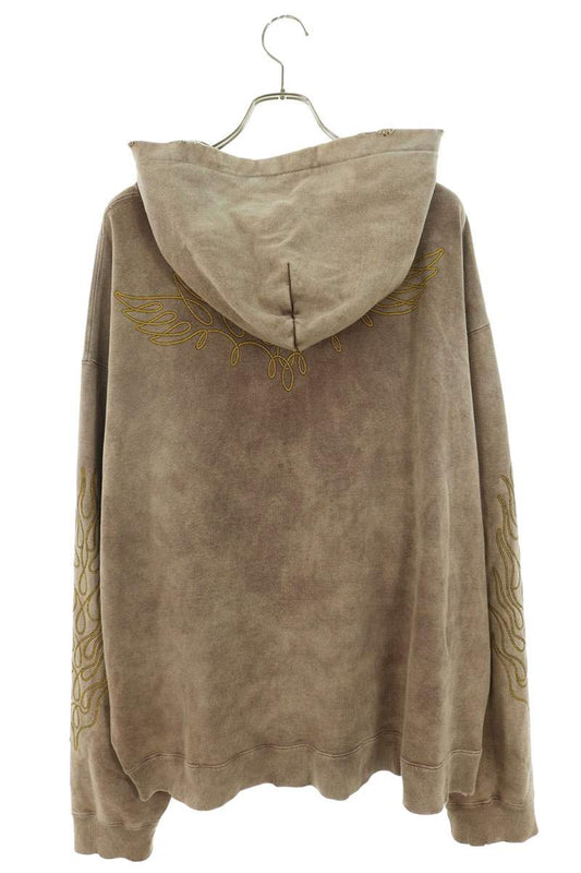 KAMIYA Bleached Zip Hoodie Brown Size L