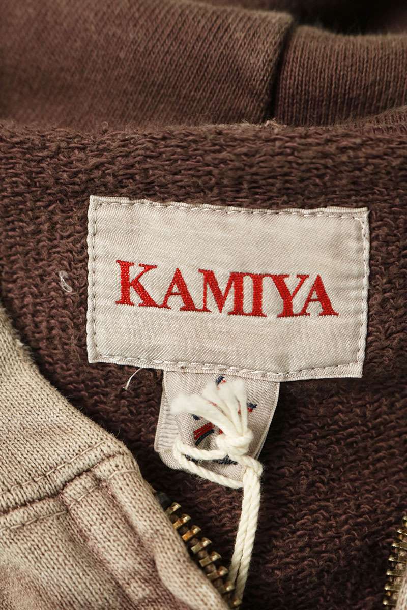 KAMIYA Bleached Zip Hoodie Brown Size L