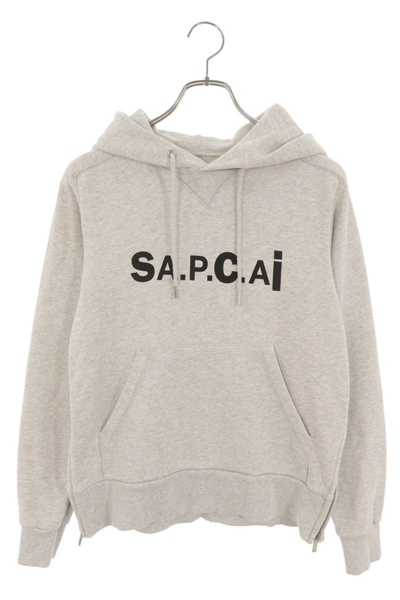 A.P.C x Sacai Side Zip Logo Print Hoodie Gray Size XXS