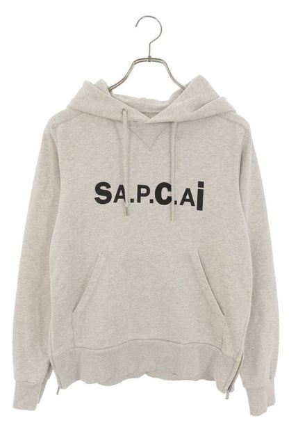 A.P.C x Sacai Side Zip Logo Print Hoodie Gray Size XXS