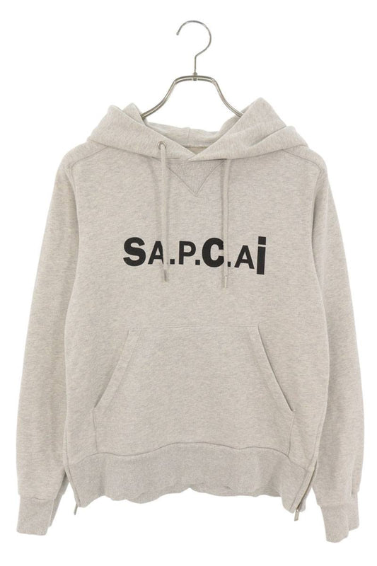A.P.C x Sacai Side Zip Logo Print Hoodie Gray Size XXS