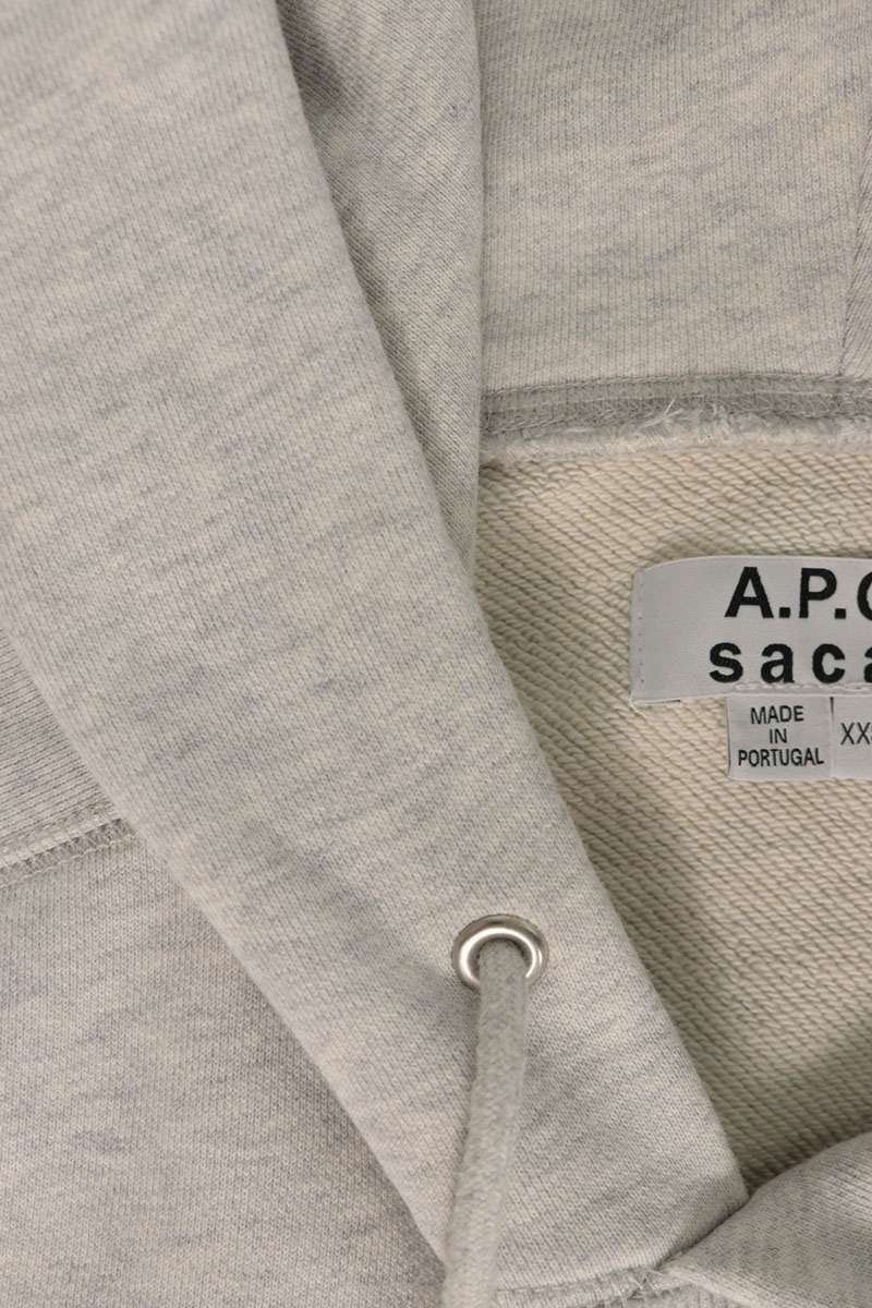 A.P.C x Sacai Side Zip Logo Print Hoodie Gray Size XXS