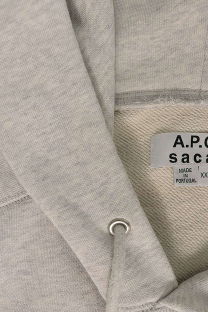 A.P.C x Sacai Side Zip Logo Print Hoodie Gray Size XXS