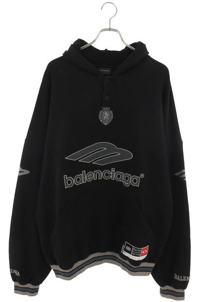 BALENCIAGA Football Polo Pullover Hoodie Black Grey Size M