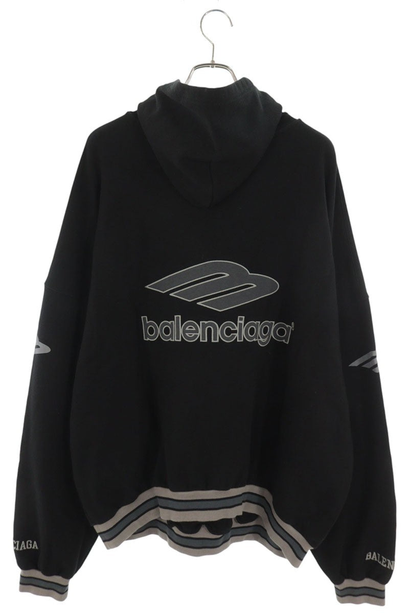 BALENCIAGA Football Polo Pullover Hoodie Black Grey Size M