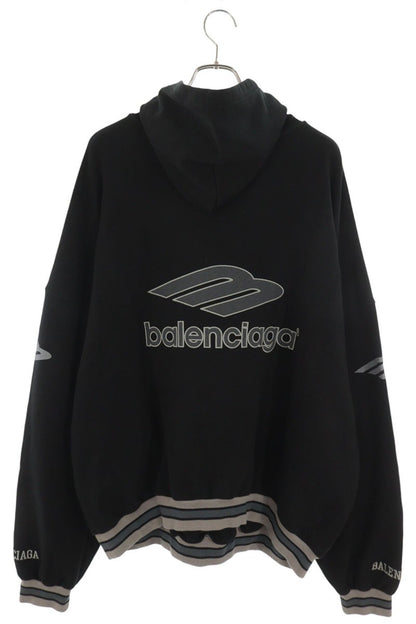 BALENCIAGA Football Polo Pullover Hoodie Black Grey Size M