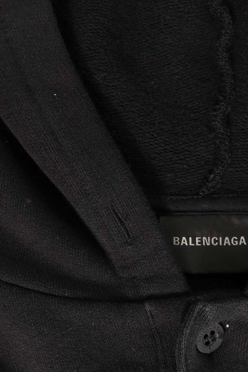BALENCIAGA Football Polo Pullover Hoodie Black Grey Size M