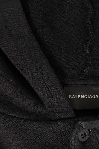BALENCIAGA Football Polo Pullover Hoodie Black Grey Size M
