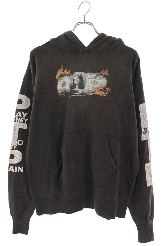 SAINT MICHAEL 24SS Burned Money Print Hoodie Black Size S