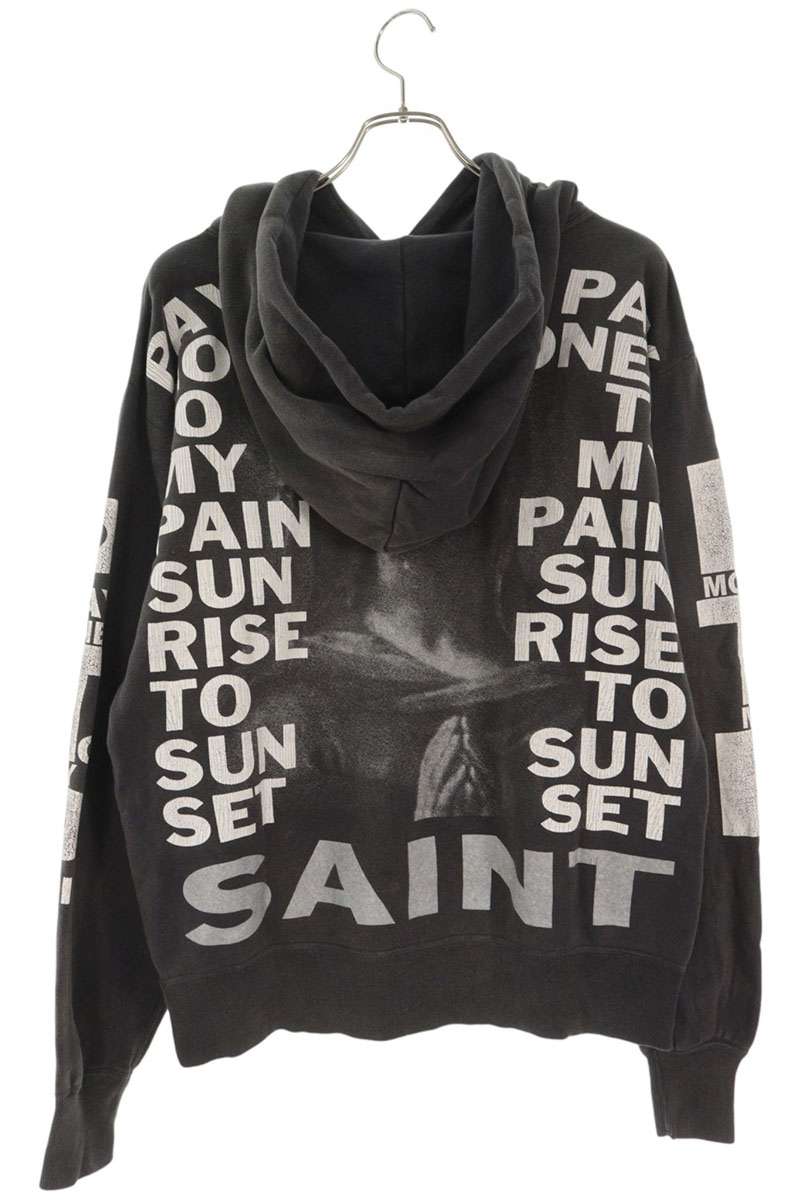 SAINT MICHAEL 24SS Burned Money Print Hoodie Black Size S