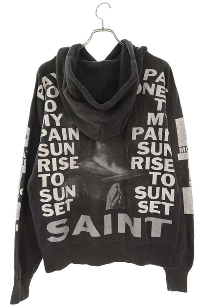 SAINT MICHAEL 24SS Burned Money Print Hoodie Black Size S
