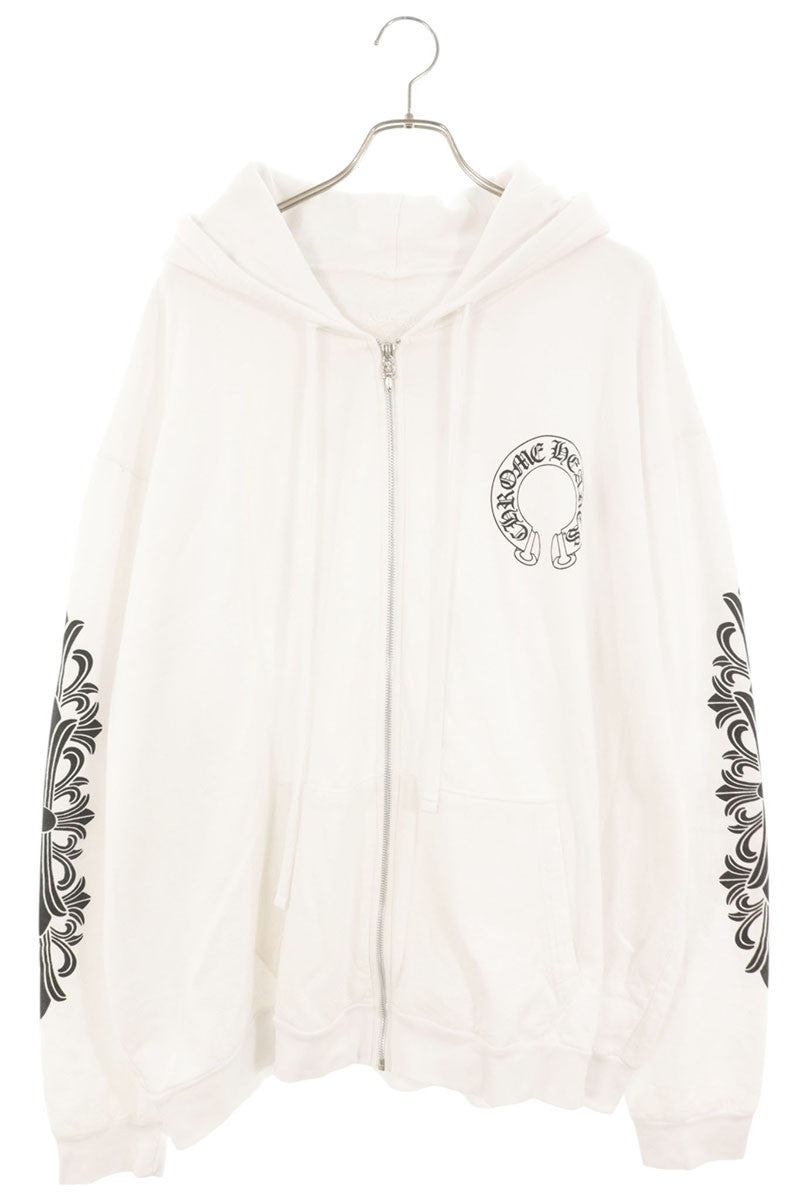 Chrome Hearts Sleeve Floral Horseshoe Hoodie White Size XXL