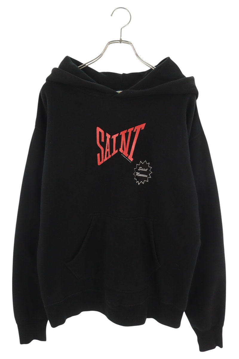 SAINT MICHAEL Logo Pullover Hoodie Black/Red Size L