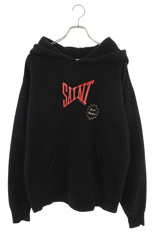 SAINT MICHAEL Logo Pullover Hoodie Black/Red Size L