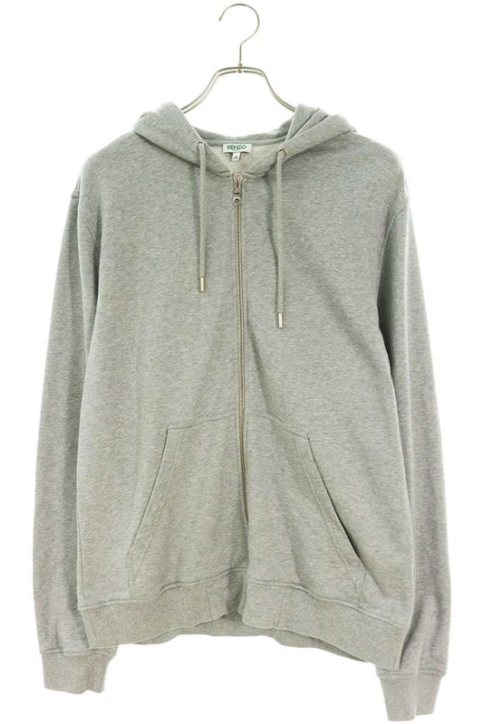 KENZO Back Embroidered Logo Zip Hoodie Gray Size M