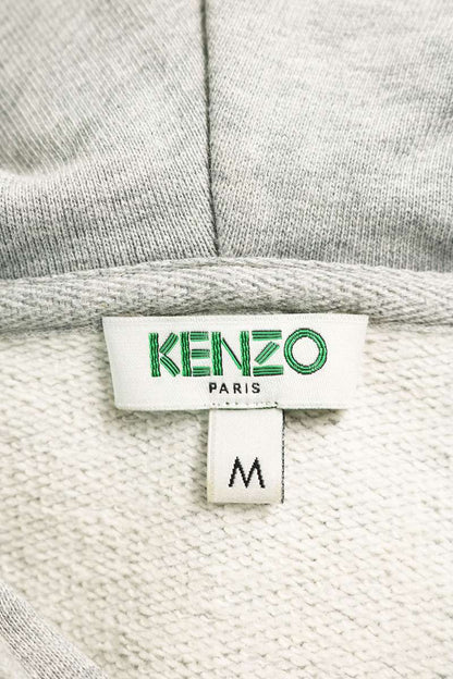 KENZO Back Embroidered Logo Zip Hoodie Gray Size M