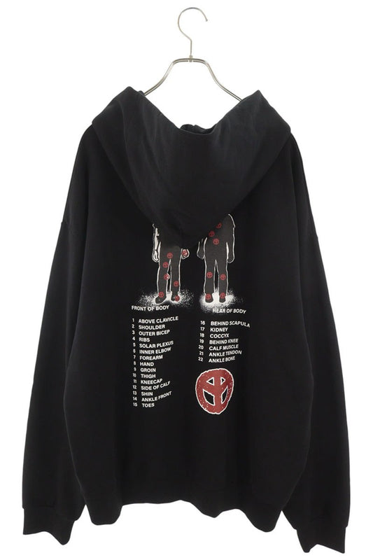 BABYLON LA Front Print Hoodie Black Size XL