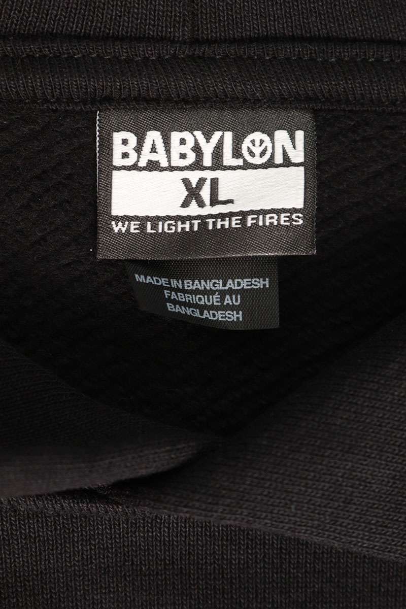 BABYLON LA Front Print Hoodie Black Size XL