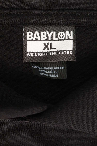 BABYLON LA Front Print Hoodie Black Size XL