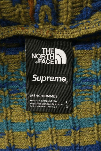 SUPREME x TNF 22AW Zip Up Hooded Knit Sweater Olive Hoodie Size L