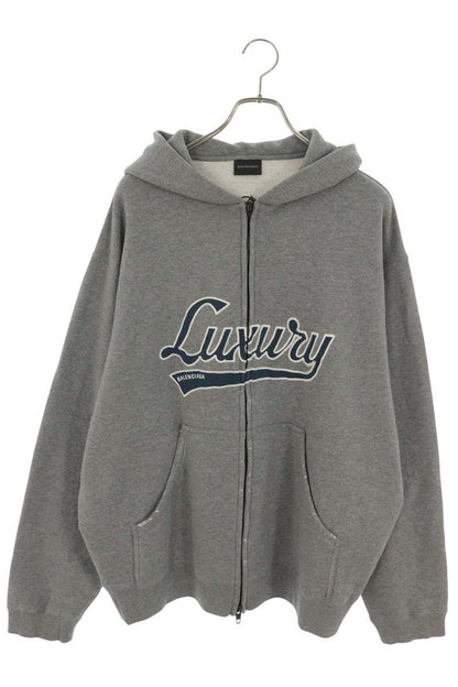 BALENCIAGA 25AW Vintage Double Zip Hoodie Gray Size XS