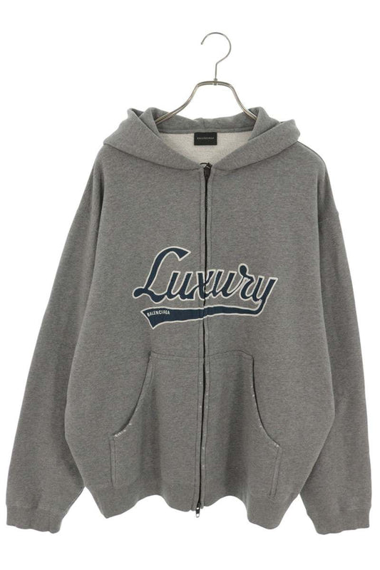 BALENCIAGA 25AW Vintage Double Zip Hoodie Gray Size XS