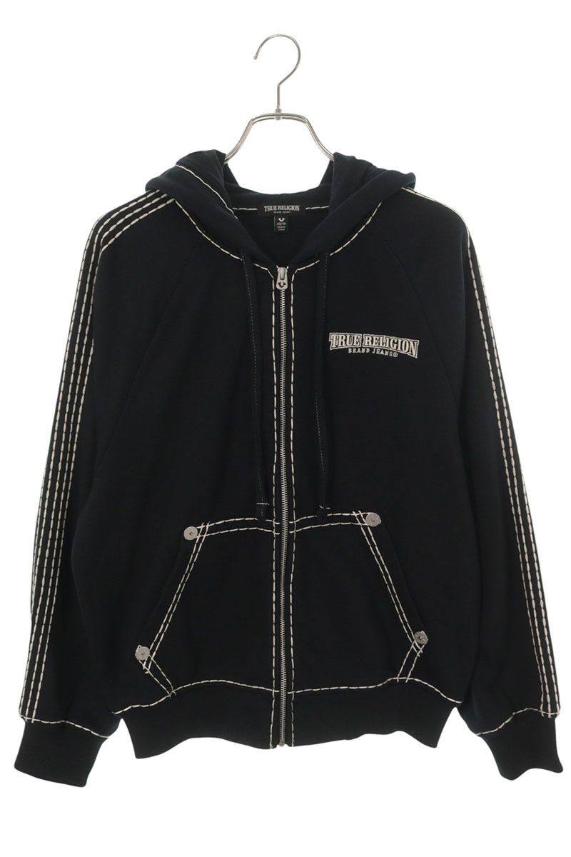 TRUE RELIGION Super T Boxy Zip Up Hoodie Black Size XS