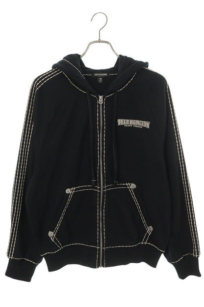TRUE RELIGION Super T Boxy Zip Up Hoodie Black Size XS