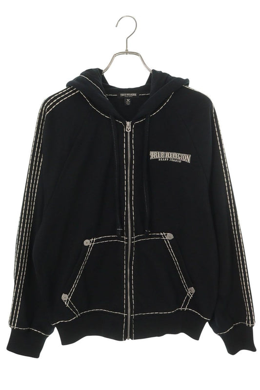 TRUE RELIGION Super T Boxy Zip Up Hoodie Black Size XS