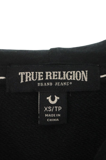 TRUE RELIGION Super T Boxy Zip Up Hoodie Black Size XS