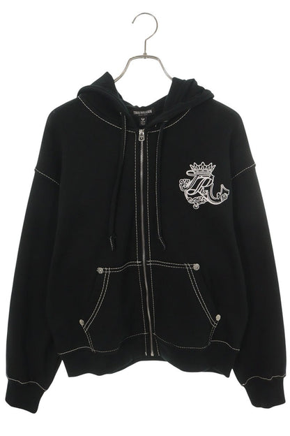 TRUE RELIGION TR CREST BOXY ZIP UP Hoodie Black Size XS