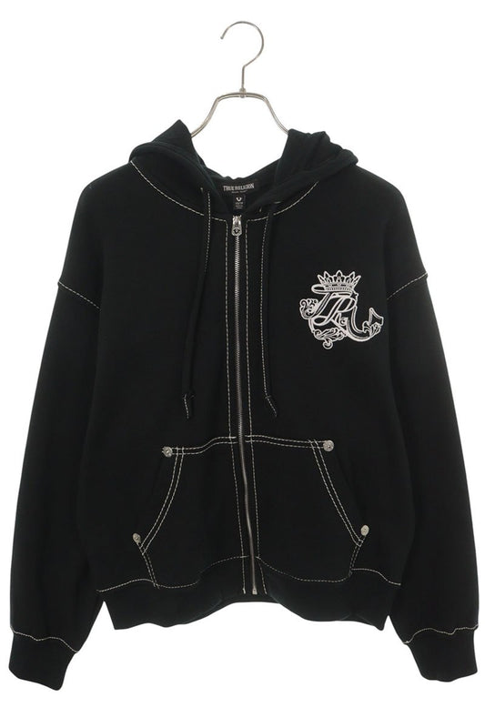 TRUE RELIGION TR CREST BOXY ZIP UP Hoodie Black Size XS