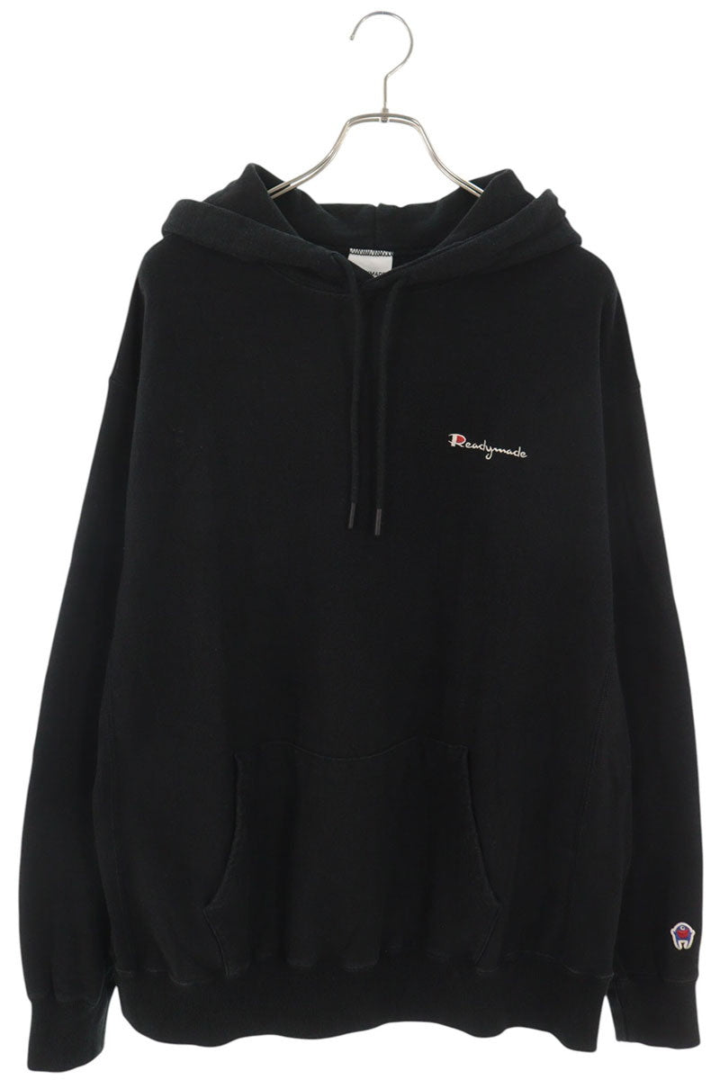 READYMADE Logo Embroidered Hoodie Black Cotton Size L