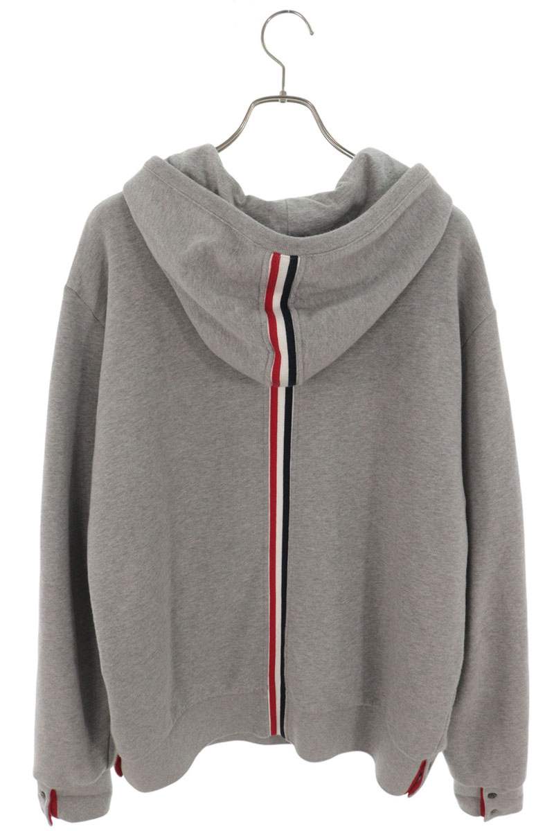 THOM BROWNE Pullover Hoodie Gray Cotton Size 4