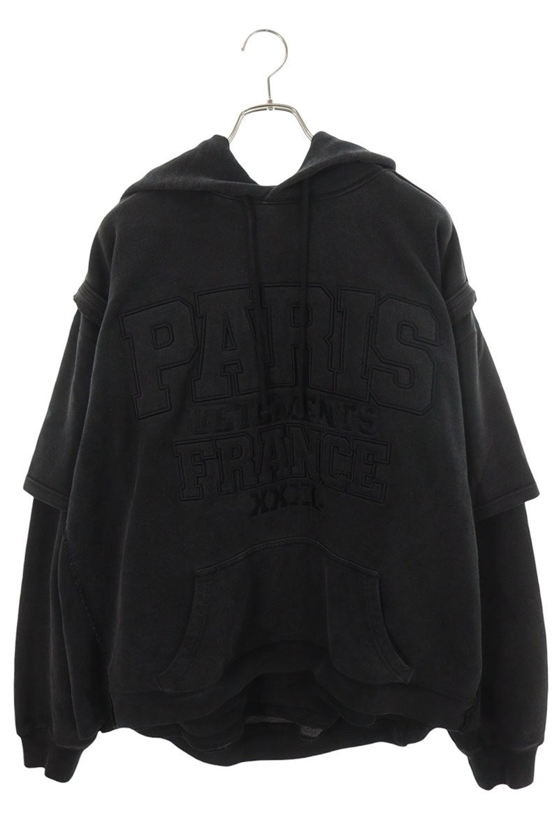 VETEMENTS Oversized Logo Hoodie Black Cotton Blend Size XS