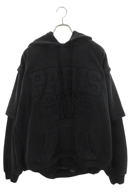 VETEMENTS Oversized Logo Hoodie Black Cotton Blend Size XS