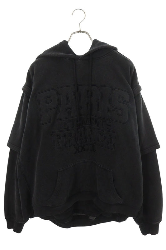 VETEMENTS Oversized Logo Hoodie Black Cotton Blend Size XS