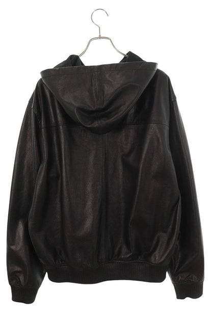 LAST NEST Half-Zip Pullover Cowhide Hoodie Black Size L